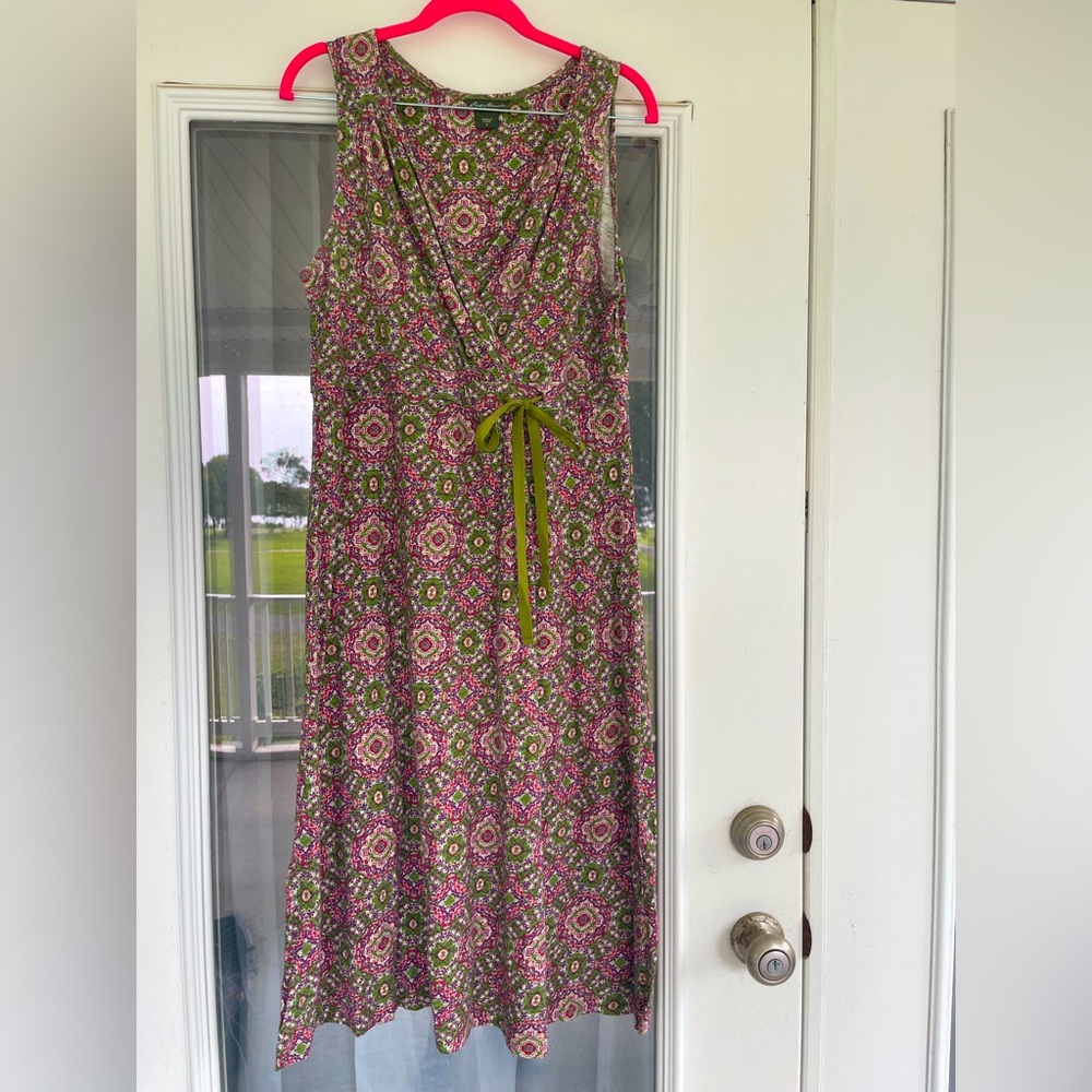 Eddie Bauer Cotton Floral Sleeveless Dress - M